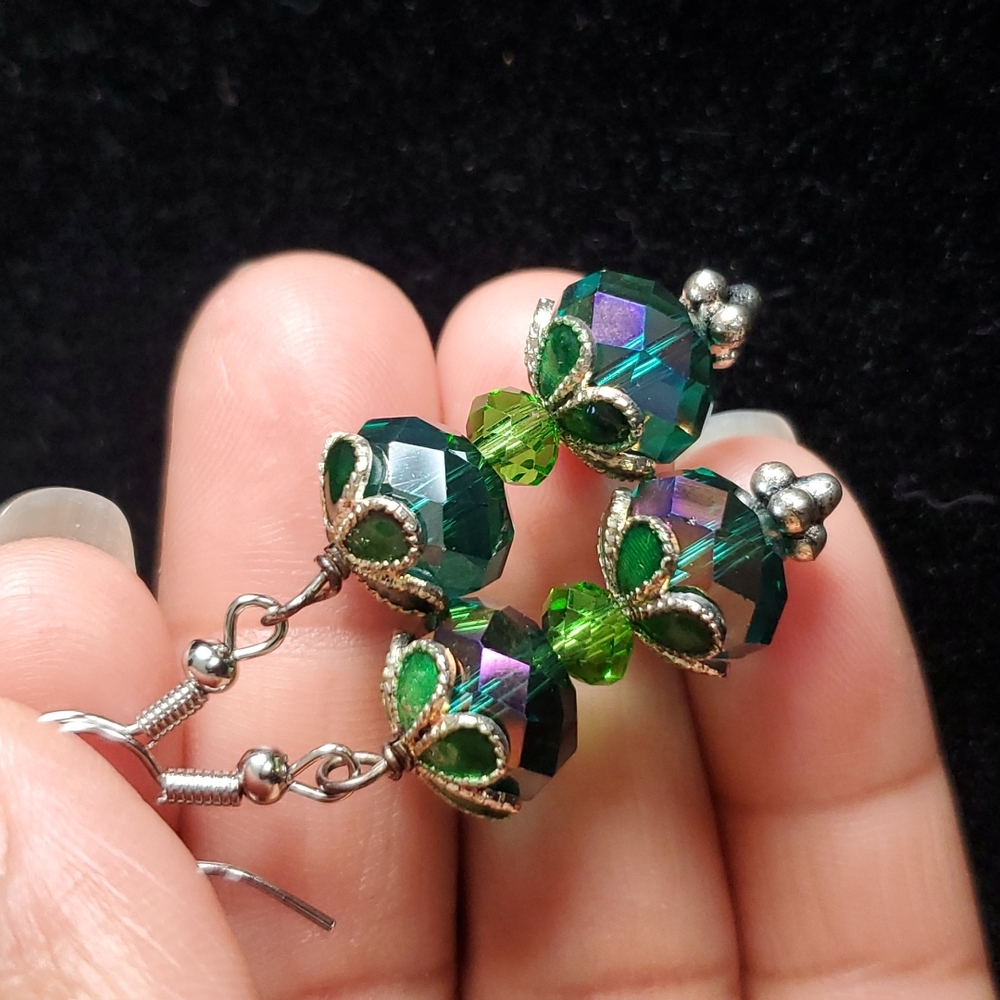 Green Glass Earrings.